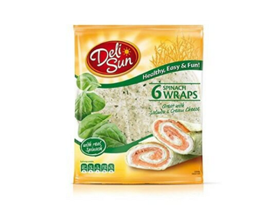 Deli Sun Deli Sun 6 Spinach Wheat Wraps 24cm pack shot